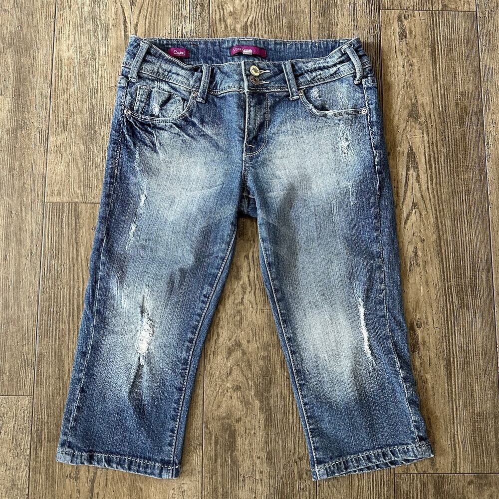 Vigoss CAPRI Size 1/2 26 Blue Low Rise Crop Jeans Denim Pants Long Shorts 26x16